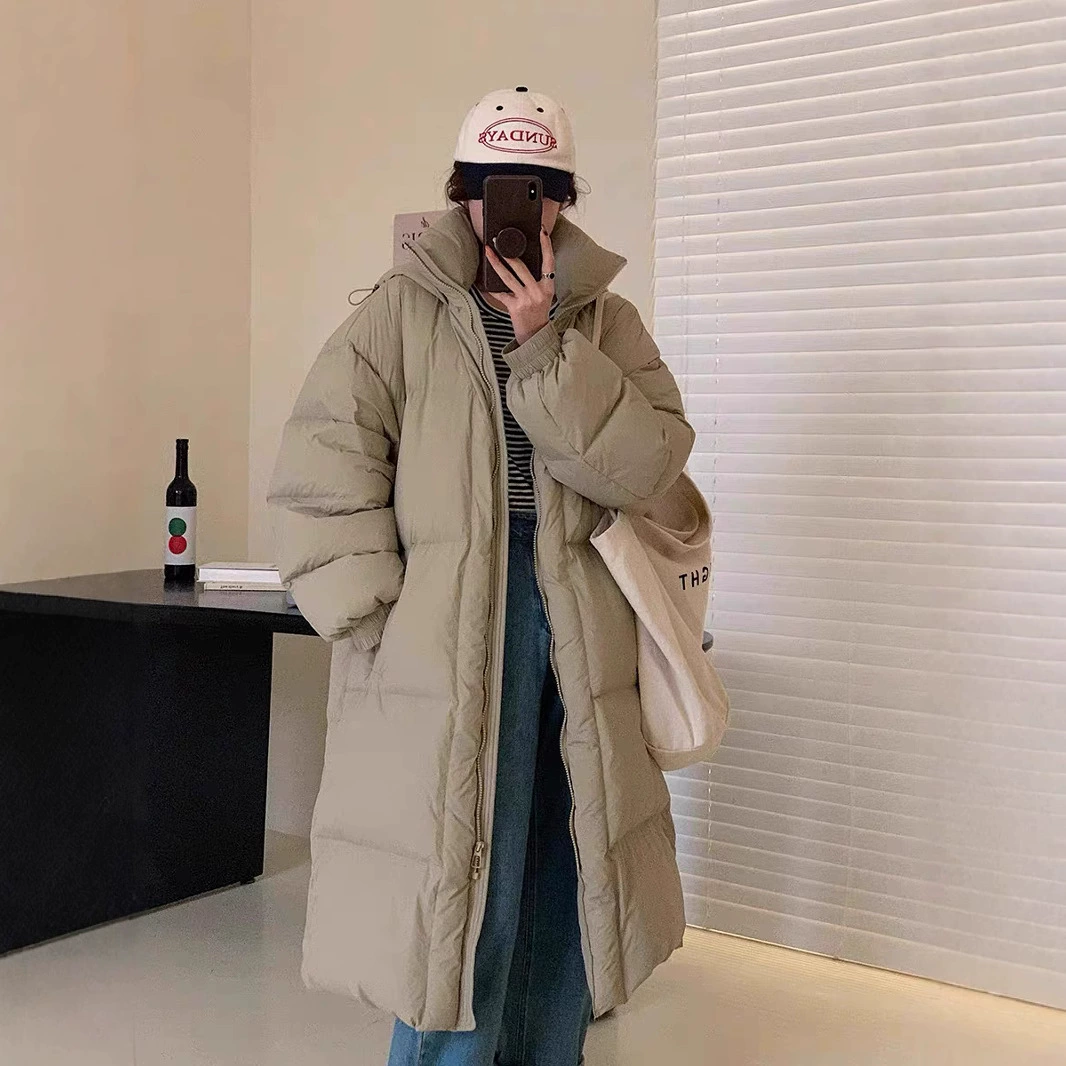 Down jacket, warm jeans with hood, velvet winter duvet, duck down, Korean style