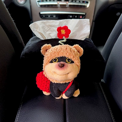 Hanging Bag Car Hanging Cute – Car tissue box/set - the-red-flower-hat-and-red-envelope-are-conspicuous-black-velvet-bag-with-armrests