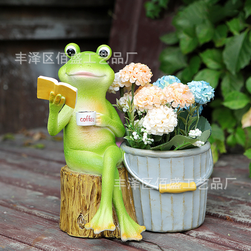 Cross-border resin crafts frog flowerpot gardening ornaments creative fleshy potted Animal Flower tank flower ornaments