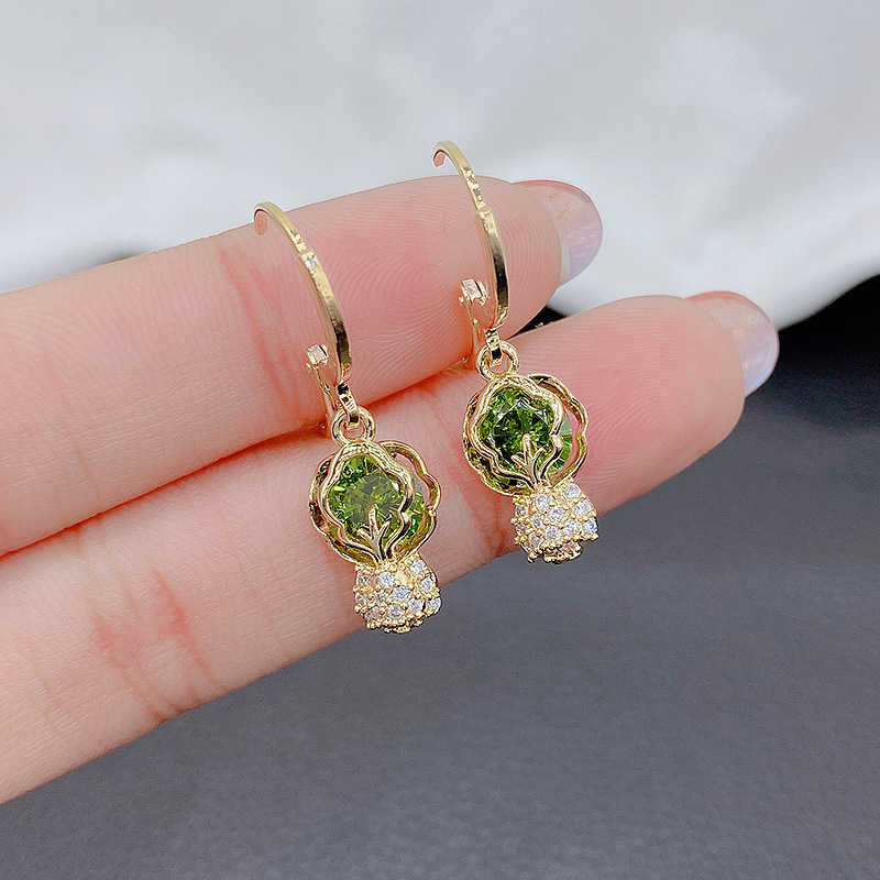 Cabbage Pendant Earrings Women's Personality Niche Trendy Ear Buckle 2022 New Fashion Korean Fashion Elegant Earrings
