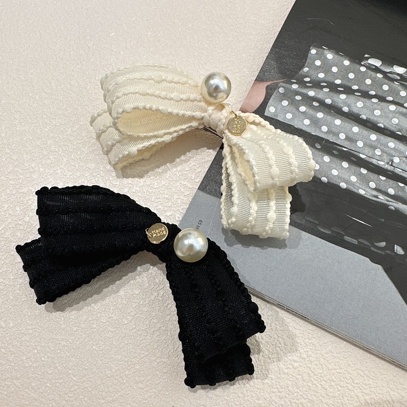 Korean Clip Hair Accessories Temperament Sweet Bow Pearl Hairpin Girl Side Clip Hairpin Bangs Clip Side Clip