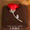 Red high-end brooch, zirconium lapel pin, pin, 2023 collection, micro incrustation, Korean style