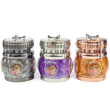 热销把手轮盘侧透 半透气泡侧面动物贴片磨烟器碎烟器grinder