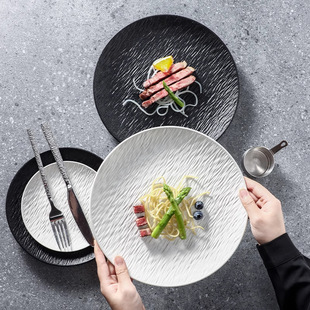 Underglaze Color Steak Plate Ceramic Plate Deep Steak Plate Shallow Plate Fruit Plate Soup Plate Round Shallow Plate Rock Dinner Plate