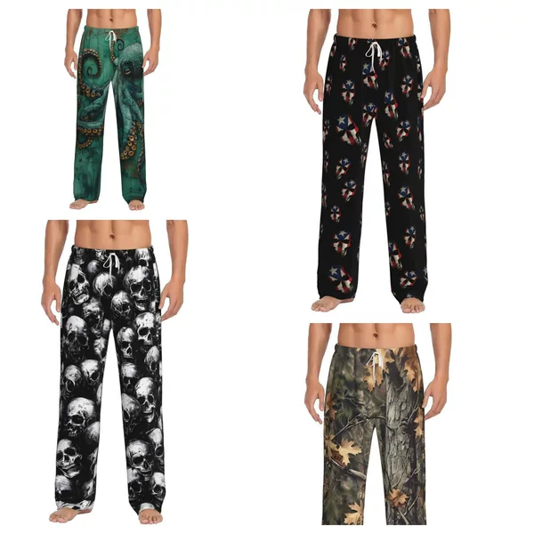 Men's Fun Printed Loungewear Pants for Export, Comfortable and Breathable, Trendy Street Style, Suitable for Wearing Outside, Casual Sleep Pants