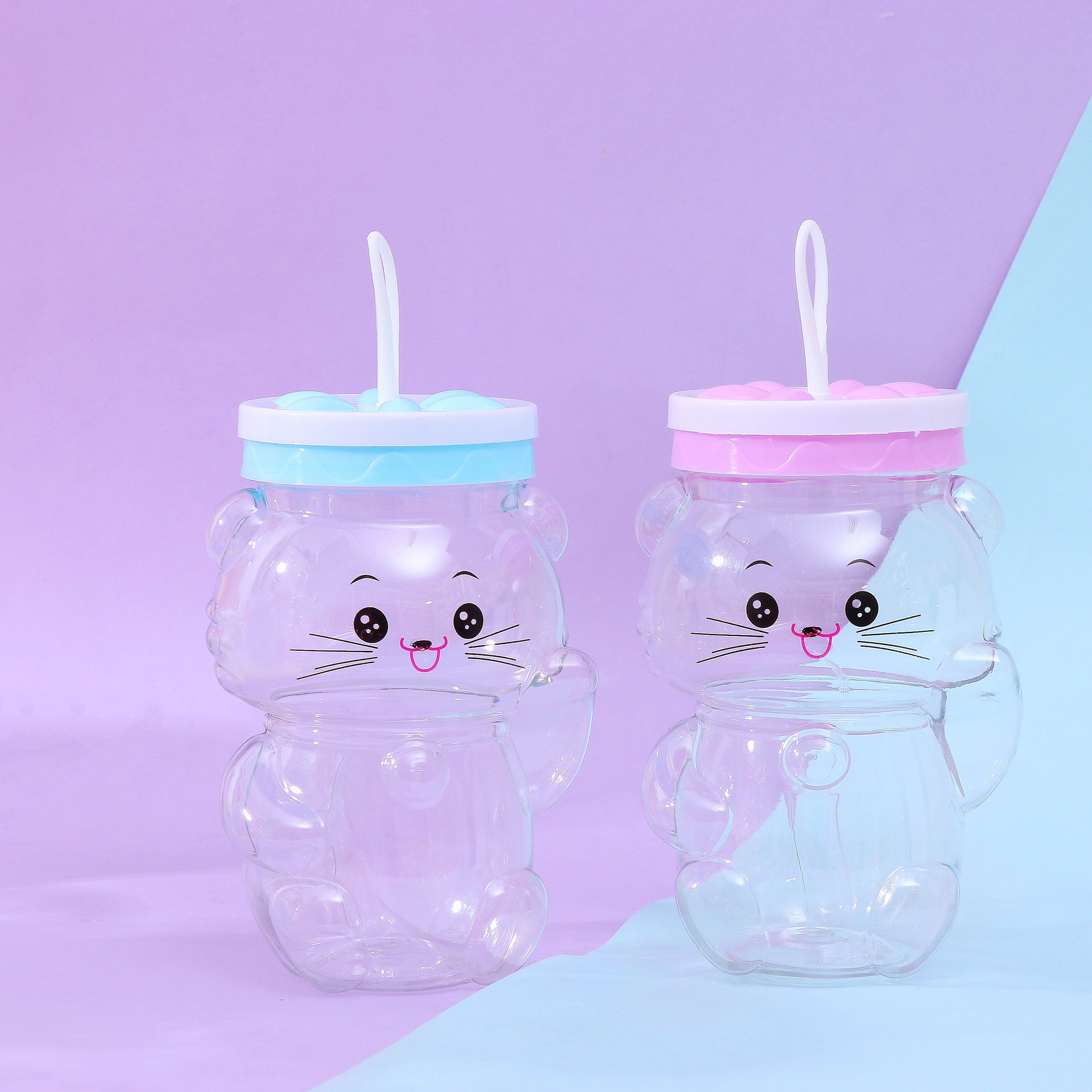 Cartoon Aluminum Cover Plastic Leather Band Plastic Jar Crystal Mud Bottle Slime Bottle Cute Lucky Cat Jewelry Sub-pack Can