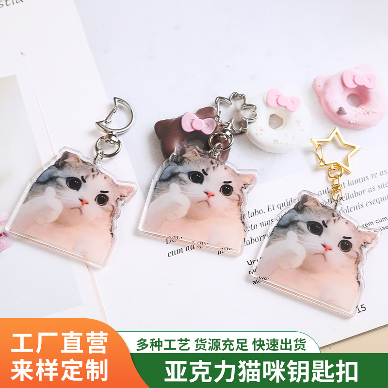 卡通亚克力猫咪钥匙扣个性潮流时尚背包挂饰礼品照片立牌钥匙圈