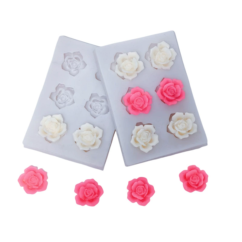 Small silicone mold contains rose, acrylic fondant flower-shaped, decorations, handmade, flowered