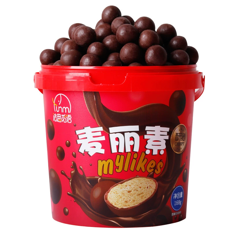 Olin barrel 168g of black chocolate beans sandwiches crispy crispy crispy coating malt, old snack wholesale retail