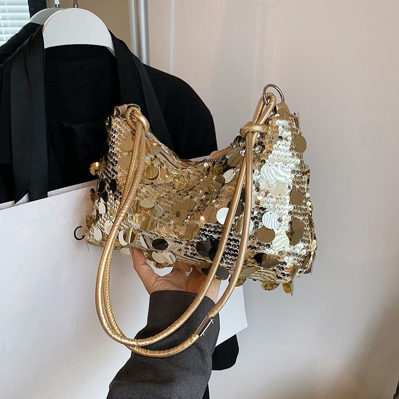 Nicho de diseño de bolso de brazo para mujeres 2024 nuevo estilo de verano de moda sequinilla bolso de hombro bolso de moda extranjero