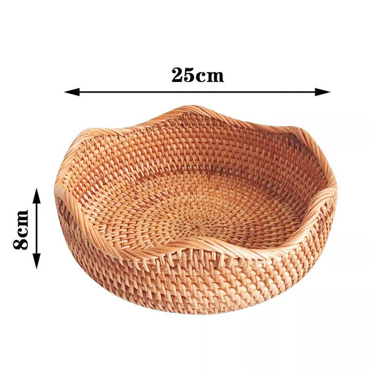 Cesta de almacenamiento de caña vietnamita Cesta de frutas trenzadas caseras Cesta de pan al vapor Cesta de aguja trenzada de caña