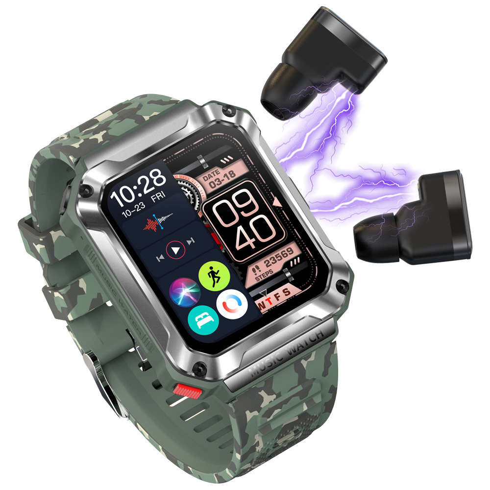 Transfronterizo T93 presión arterial frecuencia cardíaca monitoreo de oxígeno en sangre deportes reloj inteligente TWS auriculares bluetooth reloj inteligente dos en uno