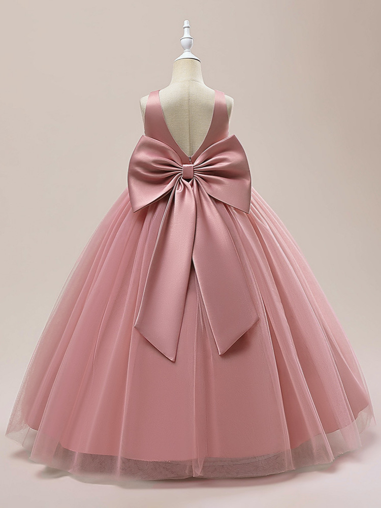 Vestidos de boda transfronterizos europeos y americanos para niñas, vestidos de malla sin mangas para cumpleaños y actuaciones, vestidos abullonados, venta al por mayor de una sola pieza.