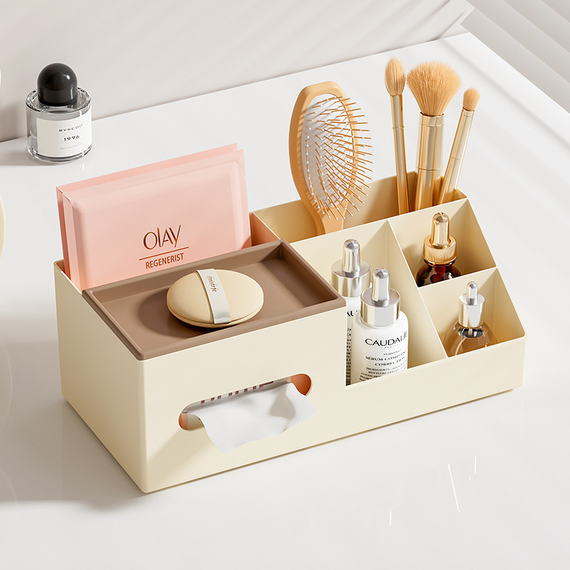 La Caja de pañuelos de papel INS es una caja de almacenamiento de escombros cosméticos con una caja de extracción de cartón combinada creativa y simple.