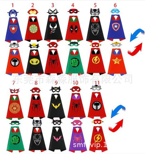 Двухсторонний узор носить с обеих сторон Супергерой серии 70CM Супермен Плащ 2 Маски