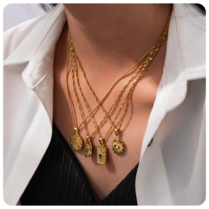 Collar de acero inoxidable de alta calidad, joyas transfronterizas, collares de acero de titanio, colgantes de zircon para mujeres image 4