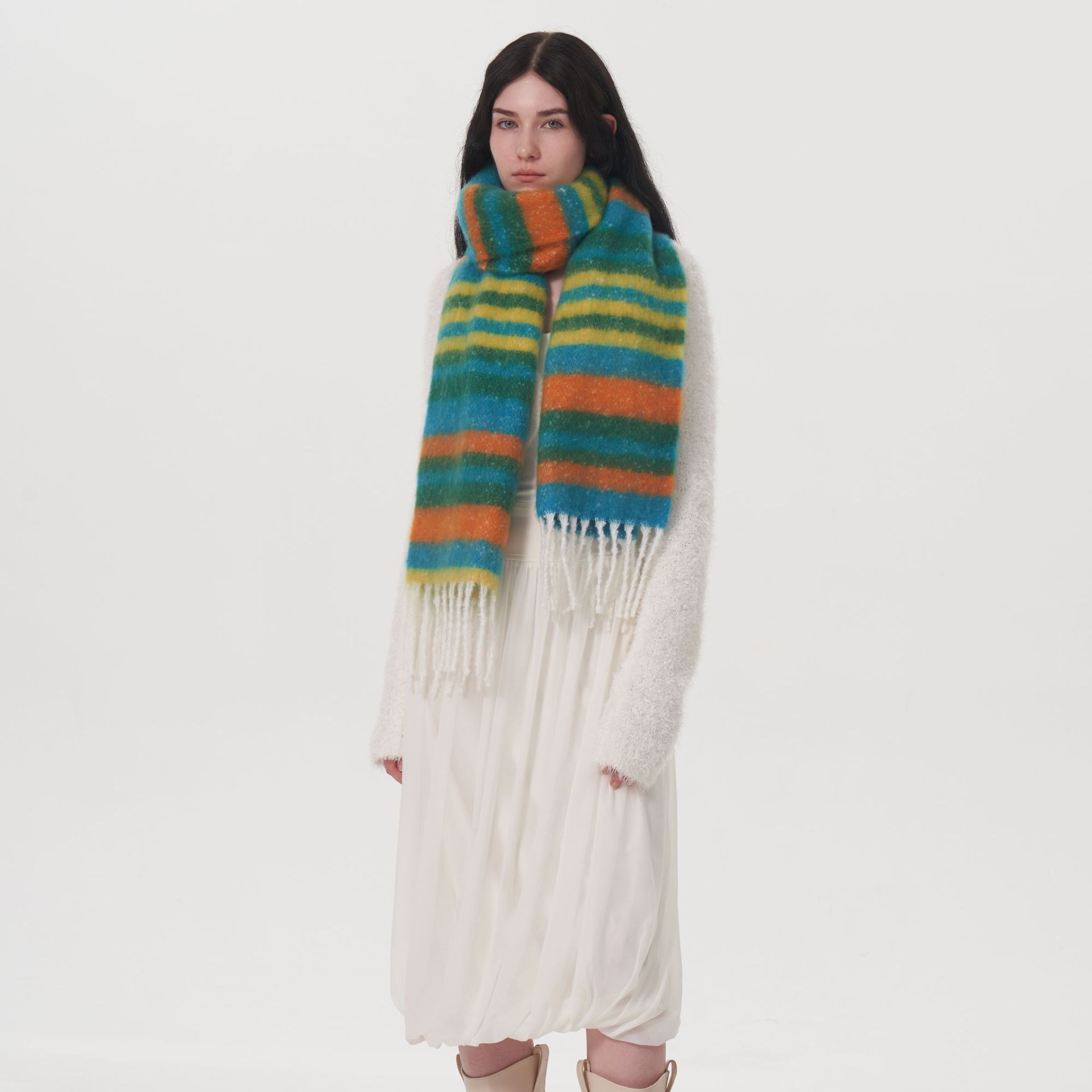 Sciarpe da donna Sciarpa invernale per donna, stile South designer, nuova sciarpa scozzese calda e spessa in cashmere tipo dopamina_voghion.com