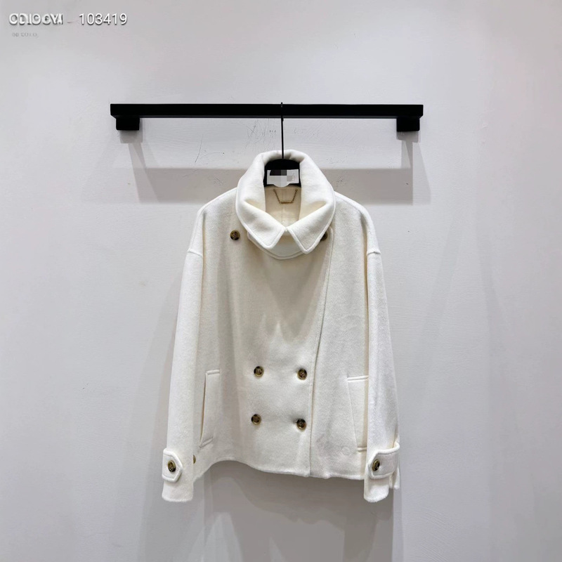 2026 Autumn/Winter Simple Korean Style Wool Coat with Detachable Collar, Double-Breasted Sheep Wool Warm Jacket Wholesale