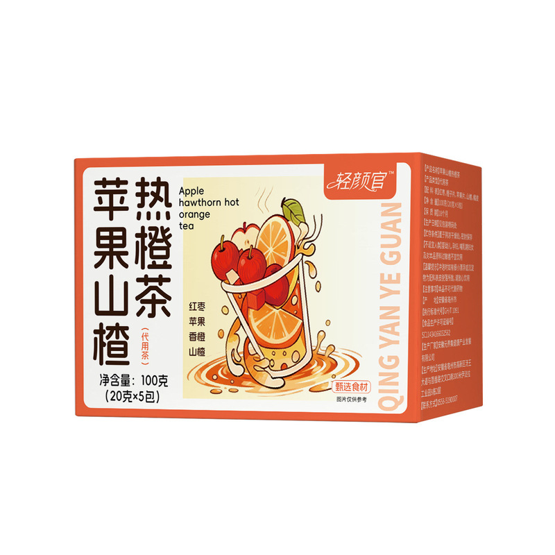 Apple Hawthorn Hot Orange Tea Wholesale Red Dates and Poria Coix Powder Instant Tea for Late-Night Drinking, Sweet and Sour Individual Tea Bag Combination Tea, Dropshipping Available