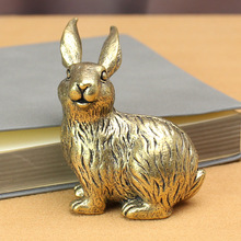 创意黄铜十二生肖兔摆件金属复古个性办公室书桌镇纸兔年福兔摆件