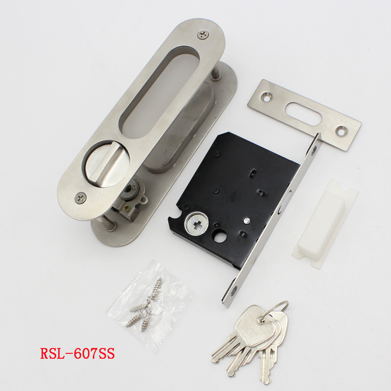 Cerradura de gancho de doble cara de acero inoxidable 304 para puerta corredera con llave, cerradura para puerta corredera, cerradura de embutir para puerta de granero, cerradura para puerta corredera