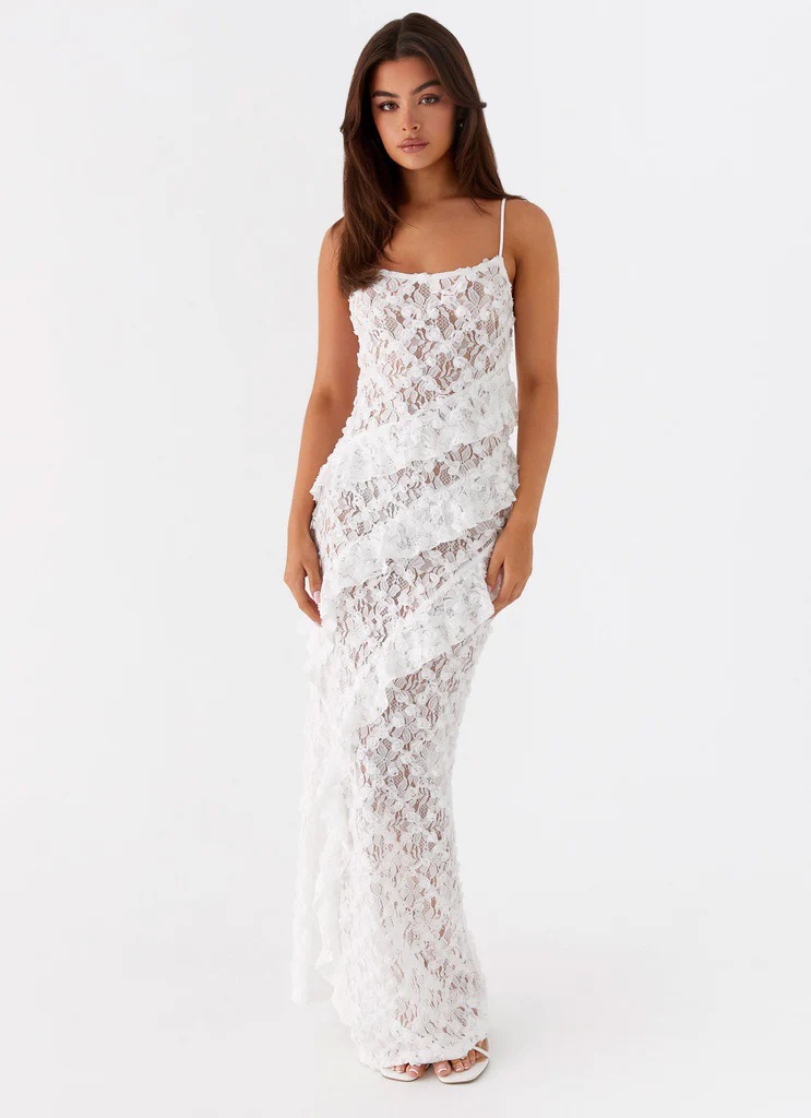 Women's Gender Wholesale Women's Sexy Lace Flower Holiday Banquet Strap Sleeveless Lace Dress