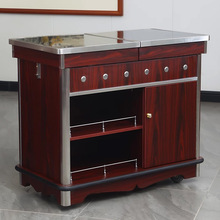 可移动单双头煮餐车不锈钢煤气卡式炉鲍鱼车酒店餐厅手推服务车