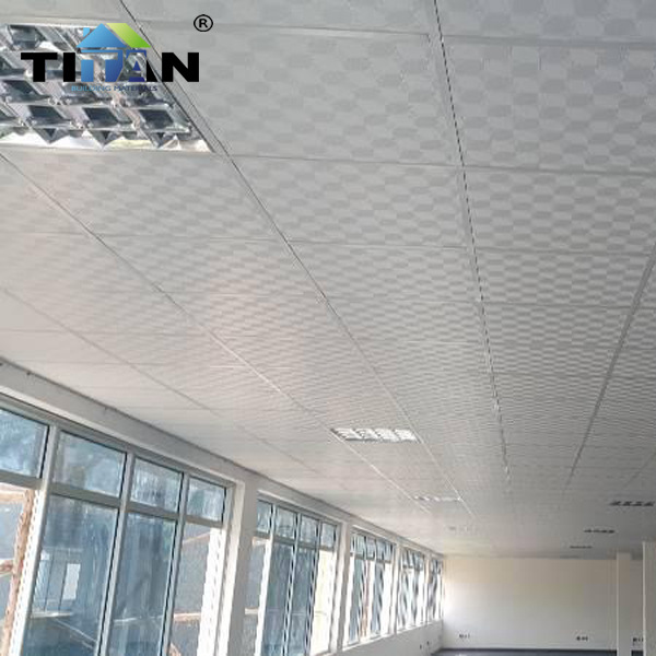 Exportación pvc película de aluminio chapa placa de yeso 996 techo techo 600*600 absorción de sonido aislamiento térmico