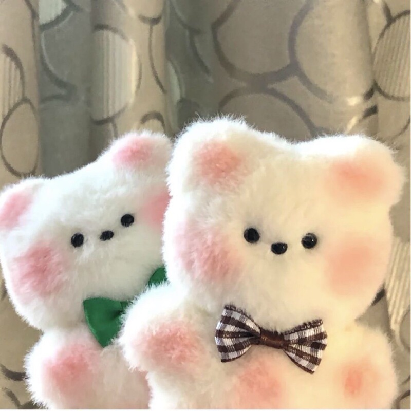 Couple Bear Bunny Squeaking Plush Doll Pendant Cute Blush Bunny Bag Keychain Pendant