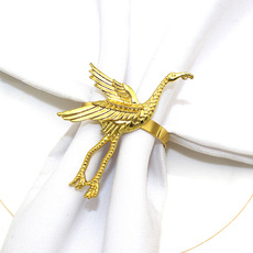 酒店西餐厅金色古风仙鹤餐巾扣简约金属餐巾环动物餐巾圈厂家批发