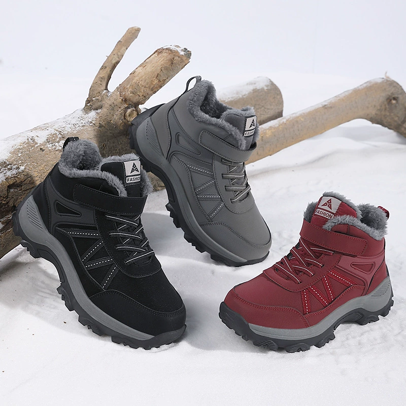 Осенние и зимние бархатные кроссовки среднего и пожилого возраста мужские зимние круглые головки хлопковые теплые хлопчатобумажные ботинки женские трансграничные большие размеры пятно