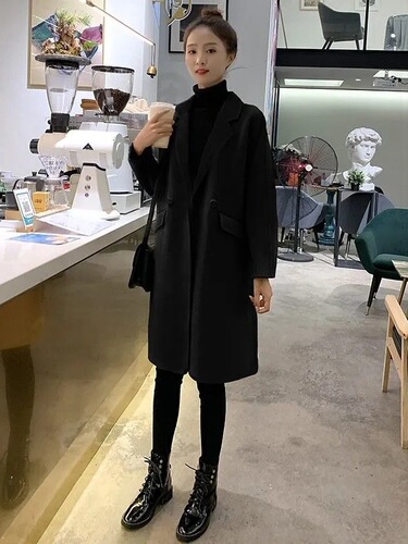 New woolen coat for women, mid-length, trendy Korean-style loose camel-colored wool coat for autumn and winter—fashionable.