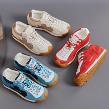 真皮女鞋~真皮复古蓝色德训鞋女2025新款百搭休闲运动流浪鞋板鞋