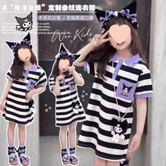 女童韓版夏裝短袖卡通連衣裙中大童夏季新款卡通時尚短袖連衣裙潮