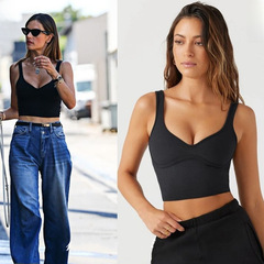 Yoga Wear Top Short Strap Versatile Sexy Fitness Shaping Show Chest Backing Ventilated Tight Exercise Dance Wear 