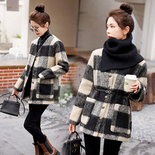 韓版羊毛呢外套女2022秋冬新款小個子修身顯瘦高級感夾棉大衣棉襖