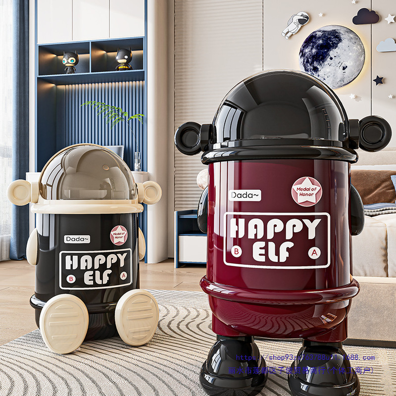 Trash Can for Home Use 2025 New Trendy Astronaut Bedroom Living Room High-Value Creative Children's Large Capacity with Lid