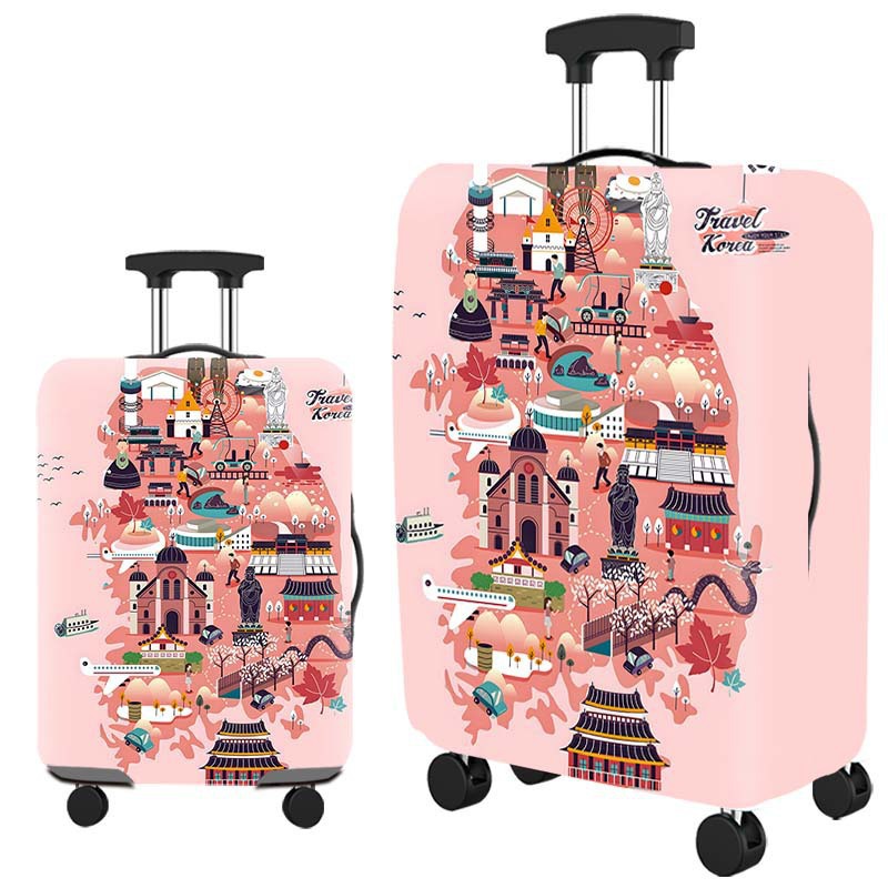 cubierta de maleta gruesa y resistente al desgaste cubierta de caja elástica caja de tracción cubierta de polvo cubierta de maleta de viaje impresión completa