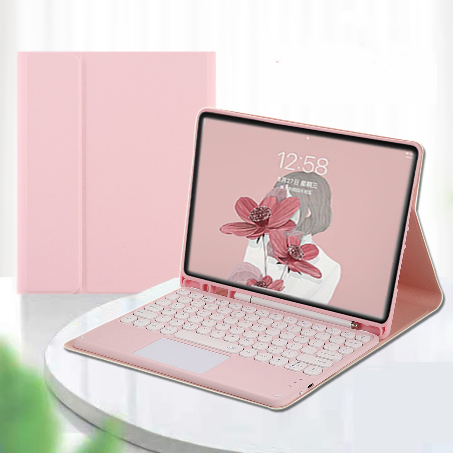 iPad 蓝牙 键盘 带笔槽 平板 皮套 全包 防摔 无线