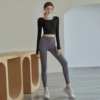 Black top [fixed cup chest pad]+gray pants