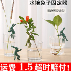 クリエイティブ漫画ウサギ水耕植物補正コンパニオン水耕固定具かわいい柔らかいプラスチック緑の植物固定スタンドシンプル