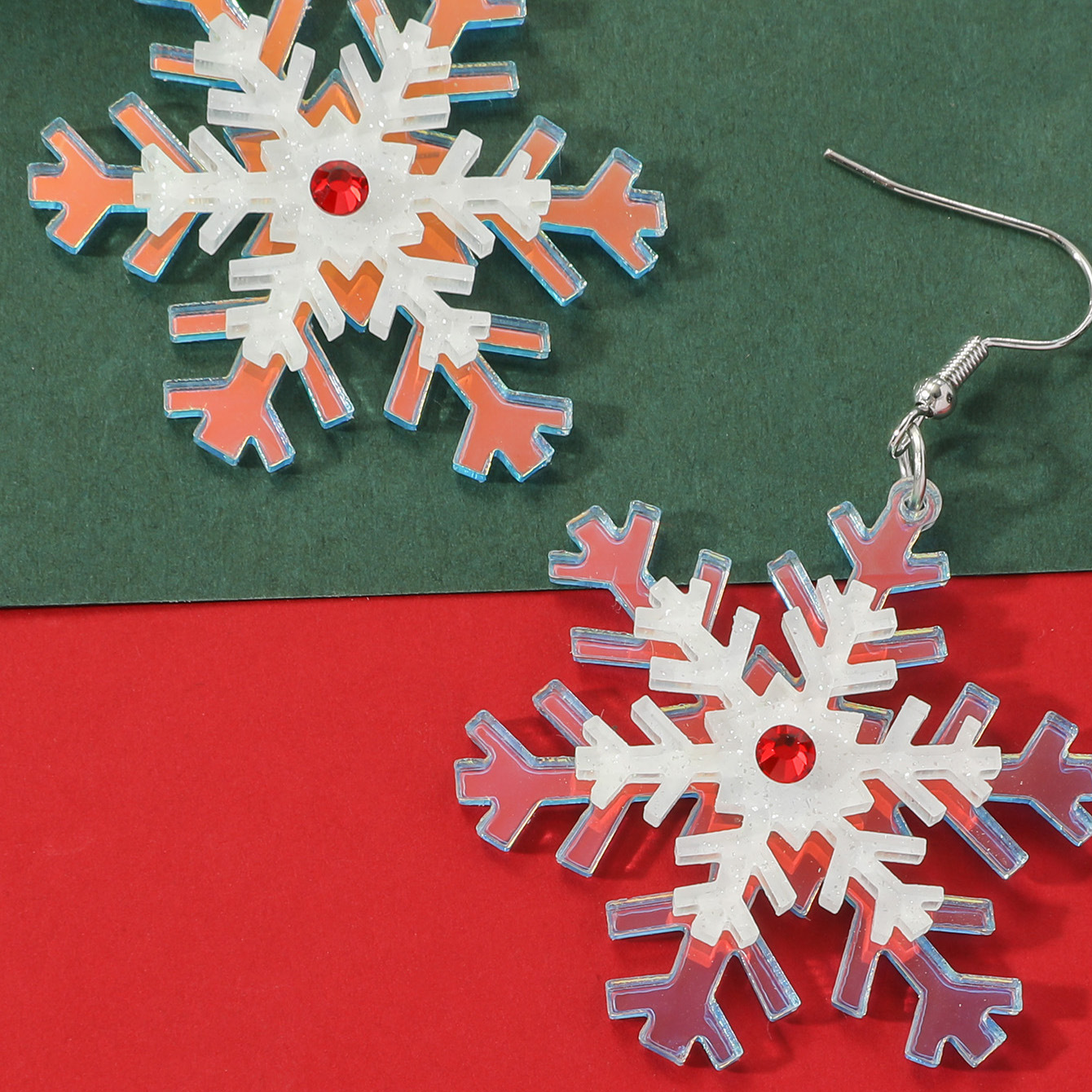 1 Pair Cute Santa Claus Christmas Socks Snowflake Arylic Drop Earrings display picture 4