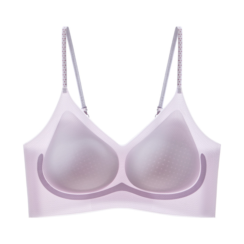 Sujetador sin costuras con tirantes de soporte suave de seda de hielo