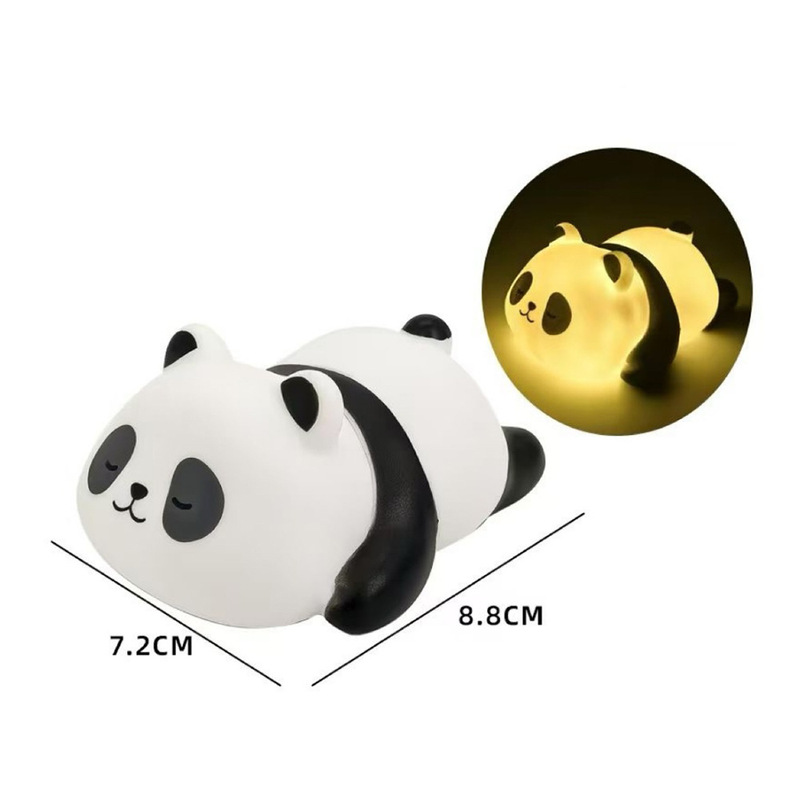 搪胶熊猫趴姿小夜灯蛋糕装饰节日摆件带灯光儿童卡通玩具摆摊礼物|undefined