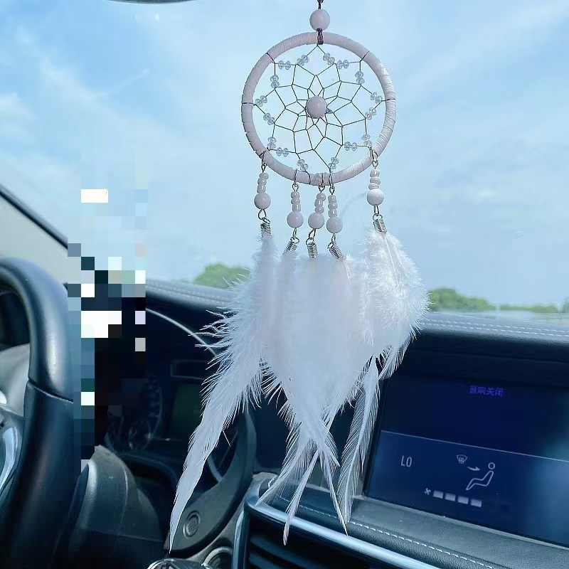 Transfronterizos de automóviles dreamcatcher red colgante bolsas decoración colgante decoración de automóviles plumas pequeños colgantes regalos de vacaciones