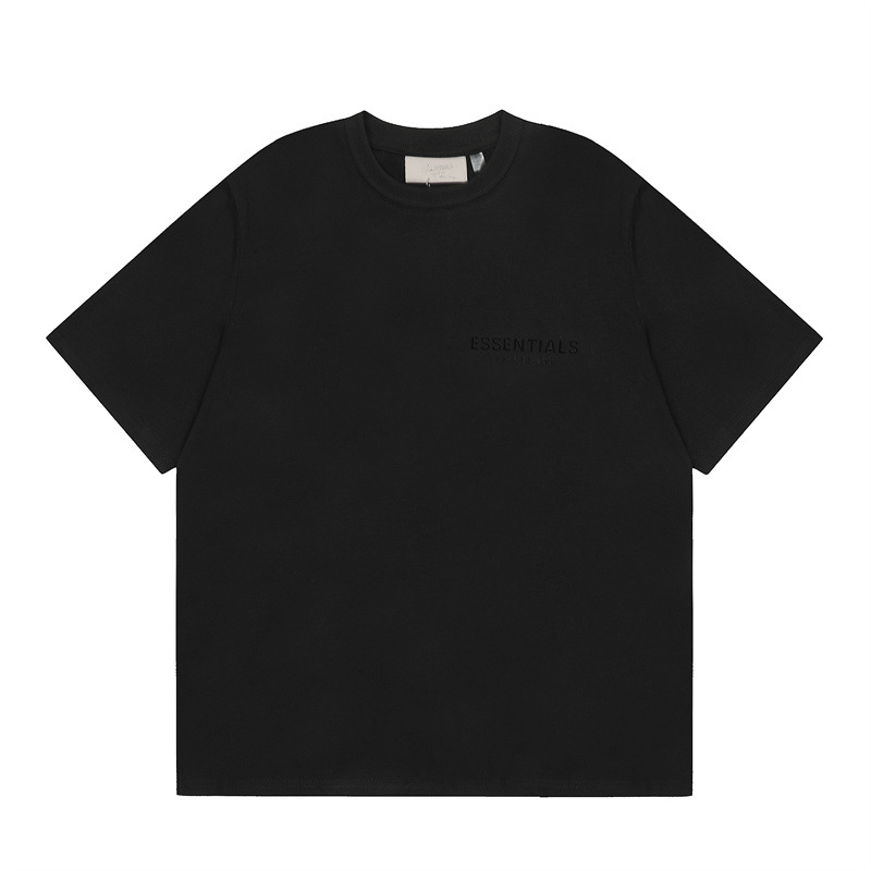Cross-border FOG Multi-line ESENTIALS Flock Printed Letter Short-Sleeve Retro American Summer Couple T-Shirt Hombre