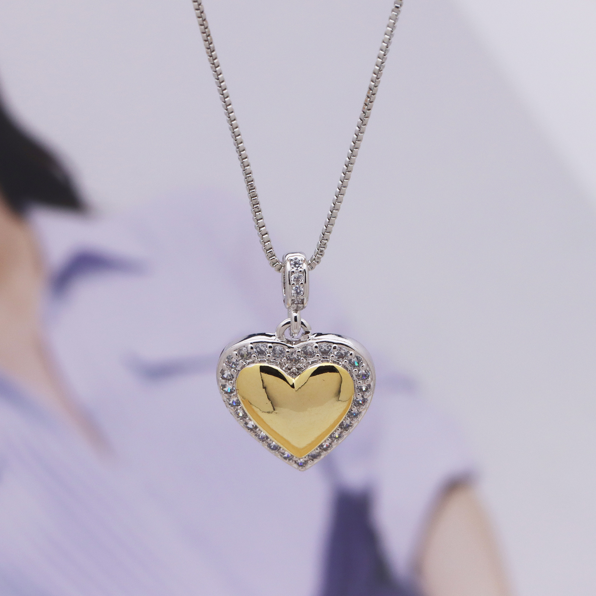 9g Weight Copper Pendant Material Zircon Inlay Material Pendant Necklace Classification Copper Chain Material box chain Chain Type 1 Piece Quantity Daily, Street Occasion Copper Material Star, Moon, Heart Shape Pattern Women's Gender Inlay Design Simple Style, IG Style Style Copper Inlay Star Moon Heart Shape Zircon Pendant Necklace 2