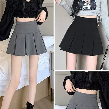 Gray pleated skirt for women Summer 2024 New versatile high waist slimming A- line suit skirt preppy style skirt