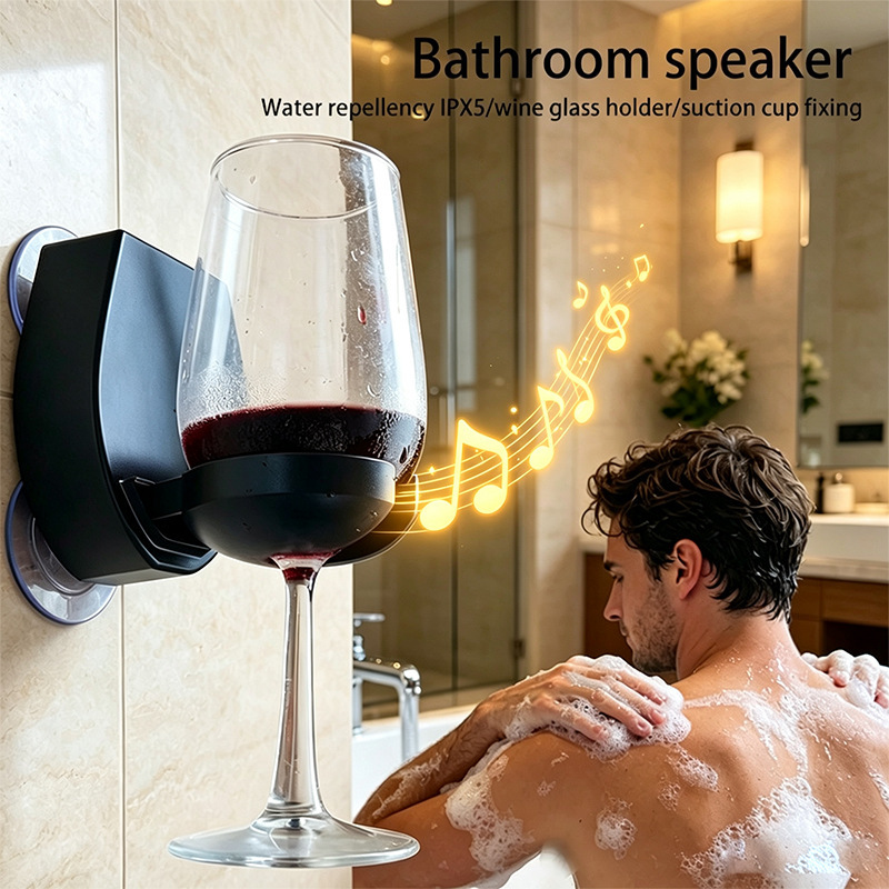 Popular Cross-Border Ce Certified Fcc Certified Bathroom Waterproof Wireless Speaker No-Drill Shower Bluetooth Speaker