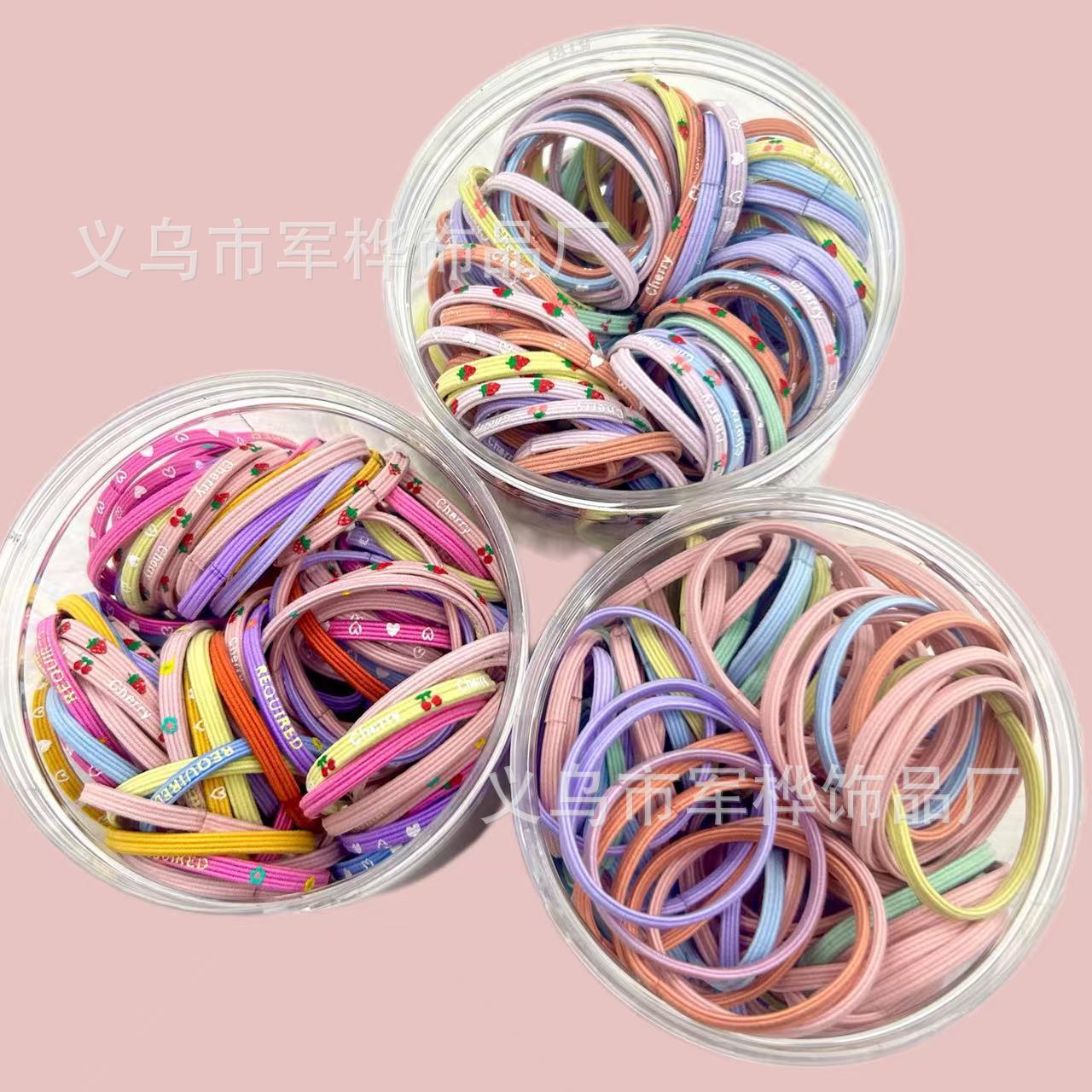 爆款儿童编发宽扁小皮筋高弹力头绳发圈彩色宝宝扎头发可爱发饰女